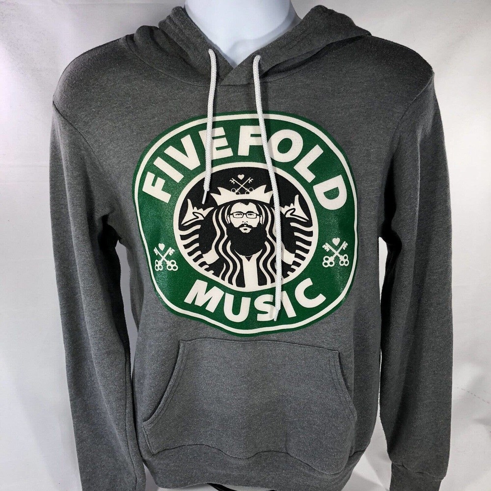 FIVEFOLD ST LOUIS BAND HOODIE ADULT SMALL PULLOVER GRAY DOUBLE SIDED HOODED TOP